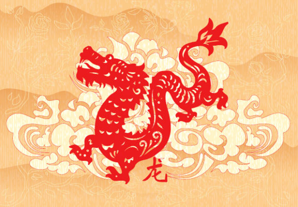 Awesome Abstract Vector Graphic: Vector Graphic Abstract Dragon With Floral 1