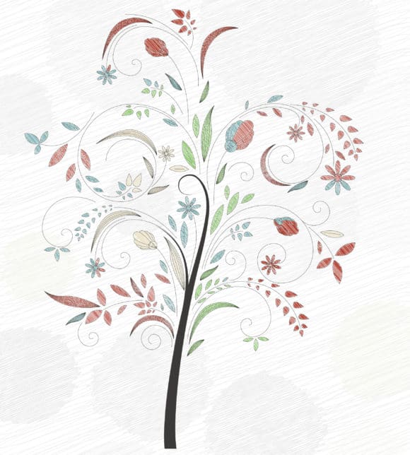 Buy Flower Vector Art: Doodles Background With Colorful Tree Vector Art Illustration 1
