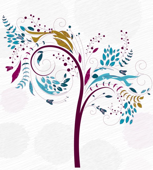 Background, With Vector Graphic Doodles Background With Colorful Tree Vector Illustration 1