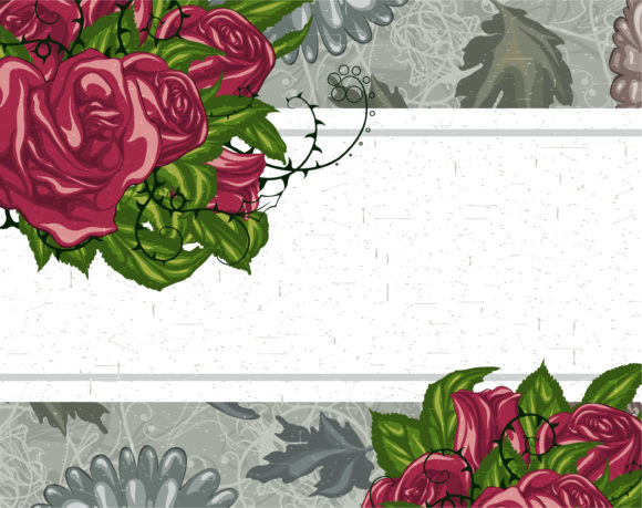 Awesome Vector Vector Artwork: Grunge Background With Roses Vector Artwork Illustration 1