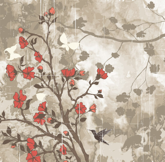 Stunning Floral Vector Artwork: Grunge Background With Floral Vector Artwork Illustration 1