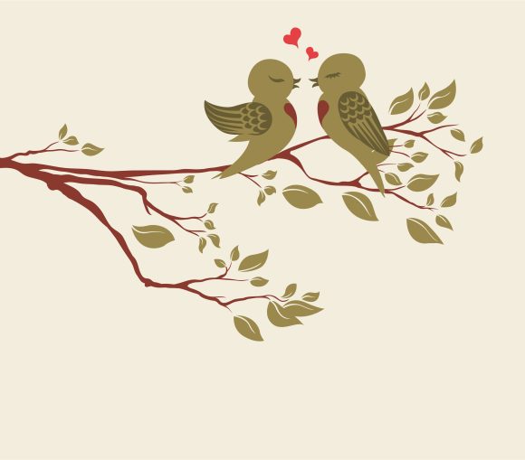 Smashing Love Vector Design: Vector Design Love Birds On Branch 1