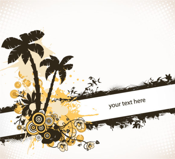 Tree Eps Vector: Grunge Summer Background Eps Vector Illustration 1