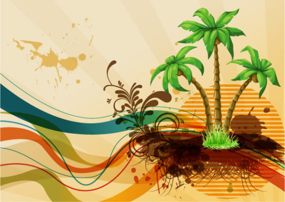 Download Wave Eps Vector: Grunge Summer Background Eps Vector Illustration 1