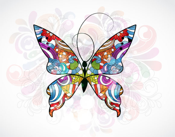 Astounding Vector Vector Background: Vector Background Abstract Illustration With Colorful Butterfly 1