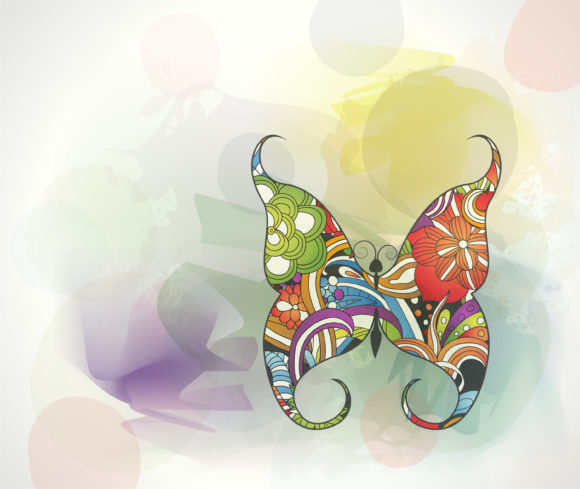 Illustration, Vector Eps Vector Vector Abstract Illustration With Colorful Butterfly 1