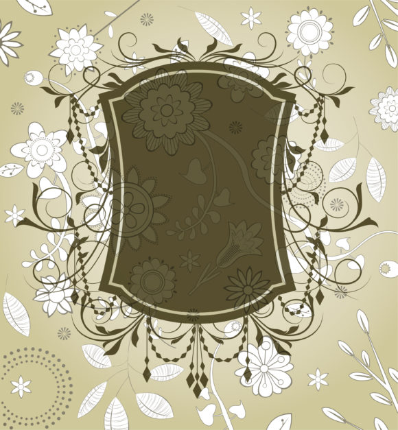 Vintage Vector Graphic: Vector Graphic Vintage Label With Floral 1