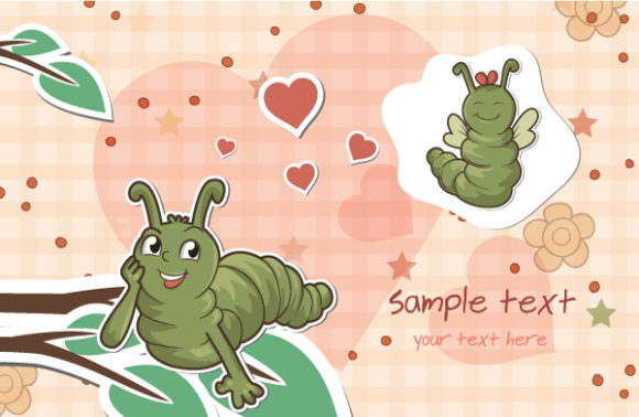 Stunning Worm Eps Vector: Worms In Love Eps Vector Illustration 1