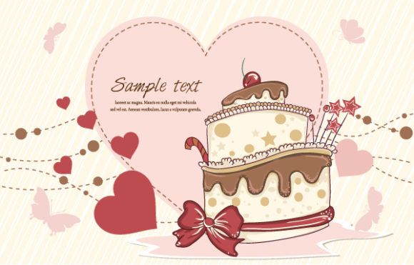 Lovely With Vector: Cake With Hearts Vector Illustration 1