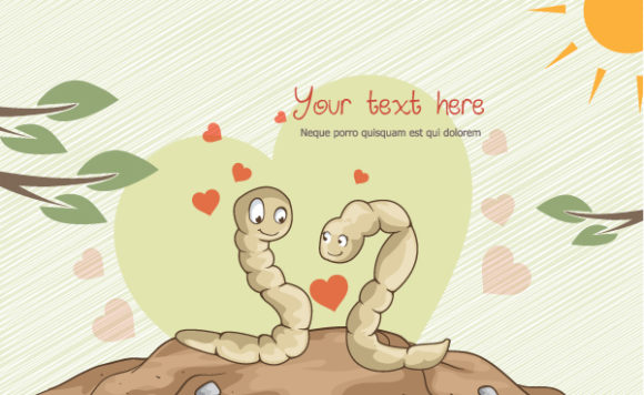 New Illustration Vector: Worms In Love Vector Illustration 1