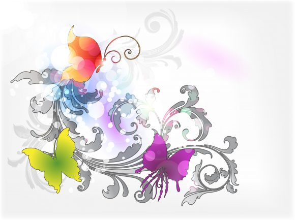 Light Vector Illustration Vector Abstract Floral Background With Butterflies 1