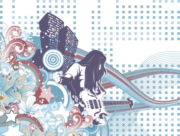 Music Vector Illustration Vector Music Background  Guitar Player 1