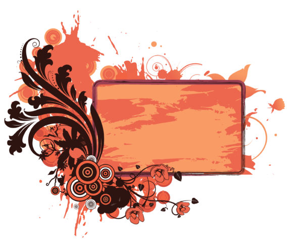 Trendy Grunge Vector Design: Grunge Floral Frame Vector Design Illustration 1