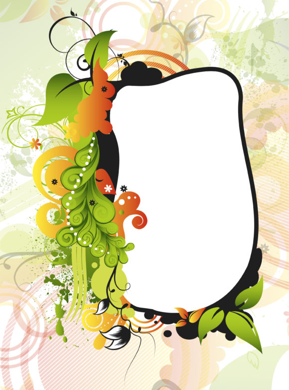 Leaf Vector Illustration Vector Grunge Floral Frame 1