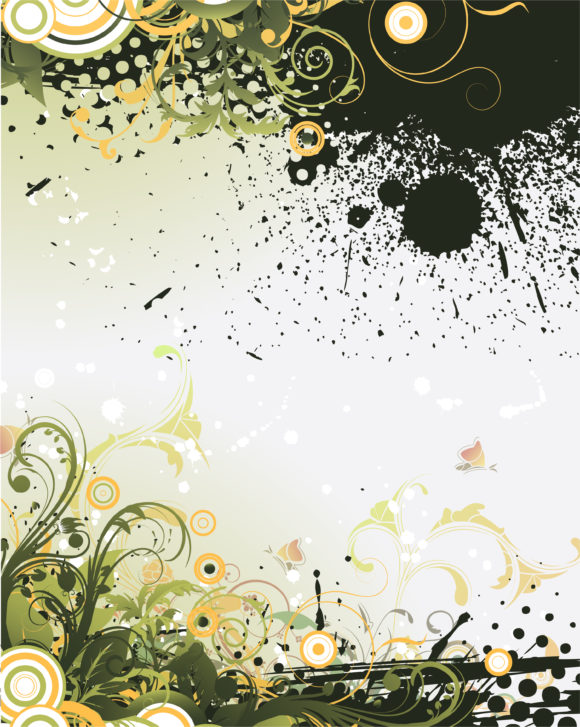 Illustration, Grunge, Dirty Vector Artwork Grunge Floral Background Vector Illustration 1