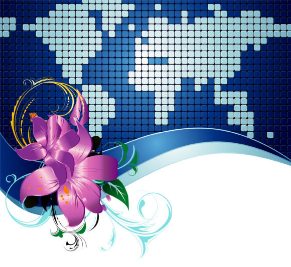 Vector Vector Vector Abstract World Map With Floral 1