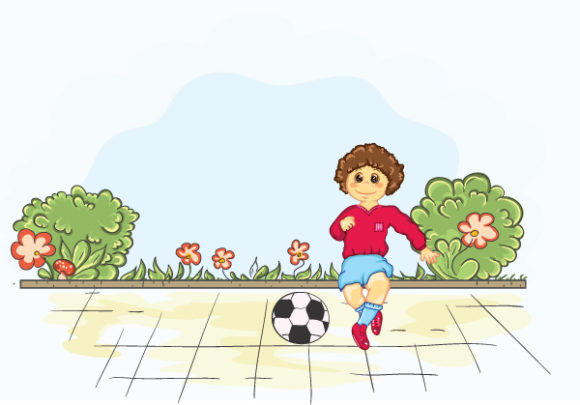 Child Vector Artwork Kid Playing Soccer 1