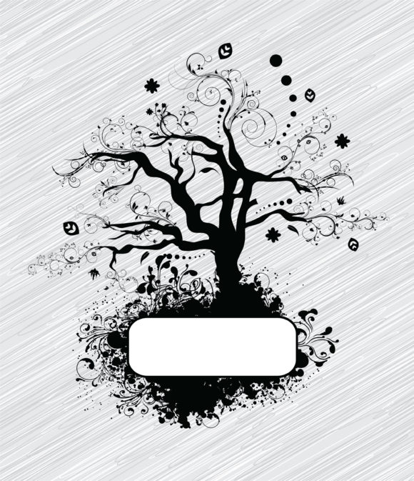 With, Grunge Vector Background Vector Abstract Tree With Grunge 1