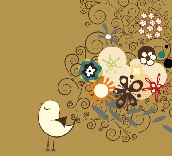 Bird, With, Plant Vector Design Vector Abstract Bird With Floral 1
