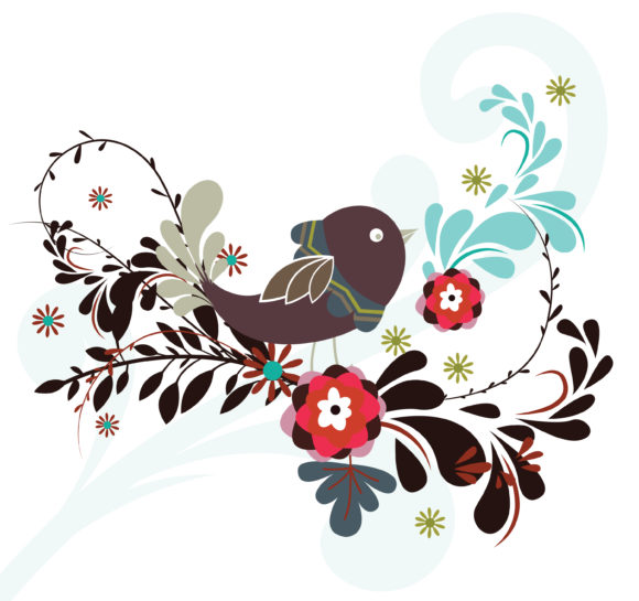Buy Bird Vector Artwork: Vector Artwork Abstract Bird With Floral 1