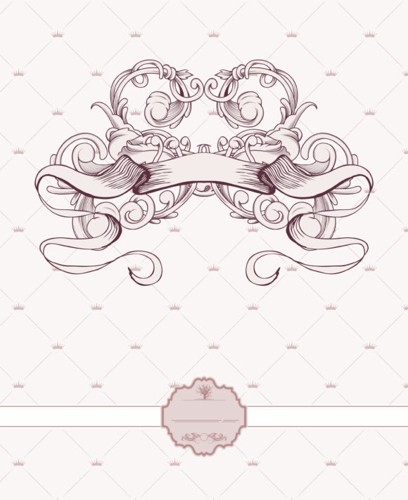 Surprising Label Vector Background: Vector Background Vintage Label With Ribbon And Floral 1
