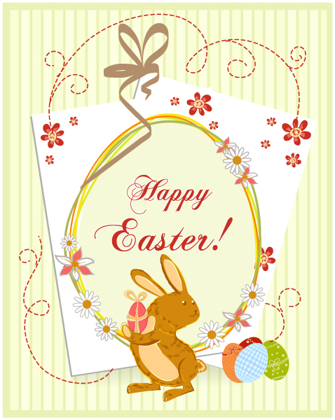 Bold Easter Vector Art: Easter Background With Eggs Vector Art Illustration 1
