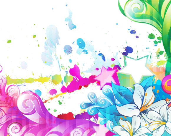 Grunge, Background Vector Design Colorful Grunge Floral Background Vector Illustration 1