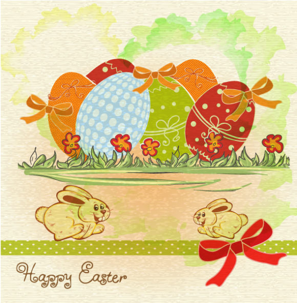 Grunge Vector Art Easter Background Vector Illustration 1