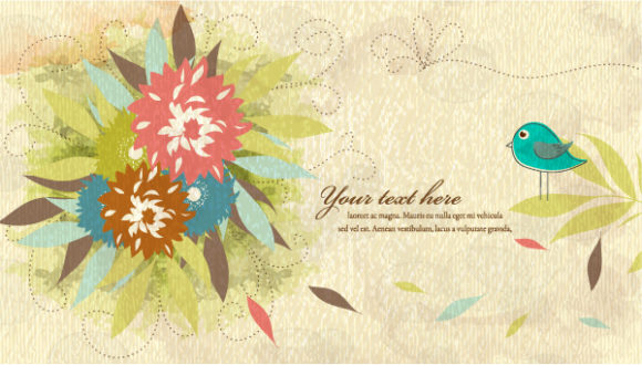 Grunge Vector Art: Grunge Floral Background Vector Art Illustration 1