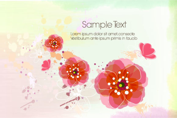 Rusty Vector Graphic Watercolor Floral Background Vector Illustration 1
