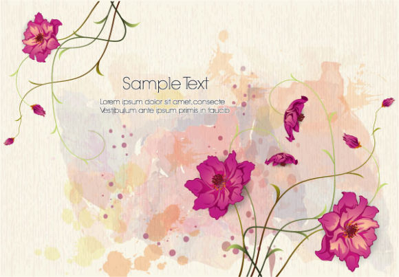 New Illustration Vector Illustration: Watercolor Floral Background Vector Illustration Illustration 1