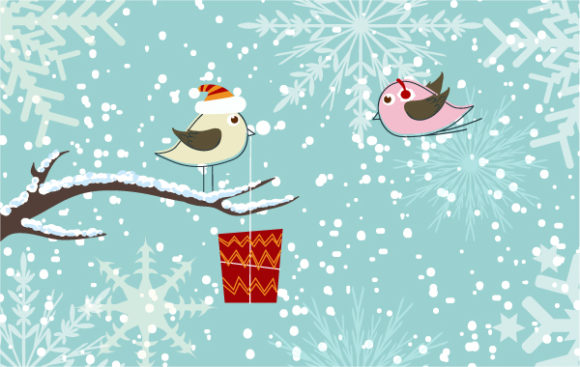 Lovely Gift-box Vector Illustration: Vector Illustration Christmas Greeting Card 1