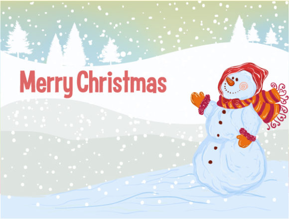 Illustration, Christmas Vector Background Vector Christmas Background With Snowman 1