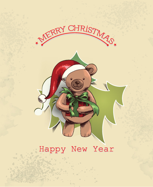 And, Illustration, Christmas, Christmas, Vector, Tree Vector Design Christmas Vector Illustration With Christmas Tree And Teddy Bear 1
