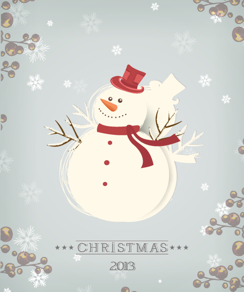 Insane Christmas Vector Graphic: Christmas Vector Graphic Illustration With Snowman 1
