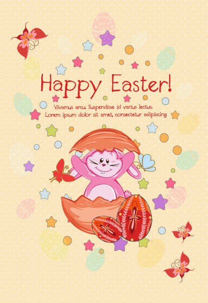 With Vector: Bunny With Eggs Vector Illustration 1