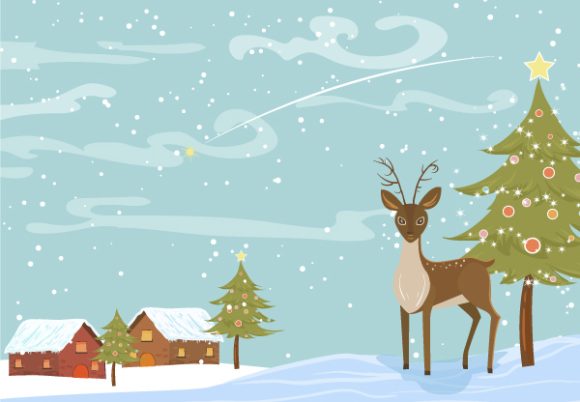 Christmas, Background, Abstract-2 Eps Vector Vector Christmas Background With Reindeer 1