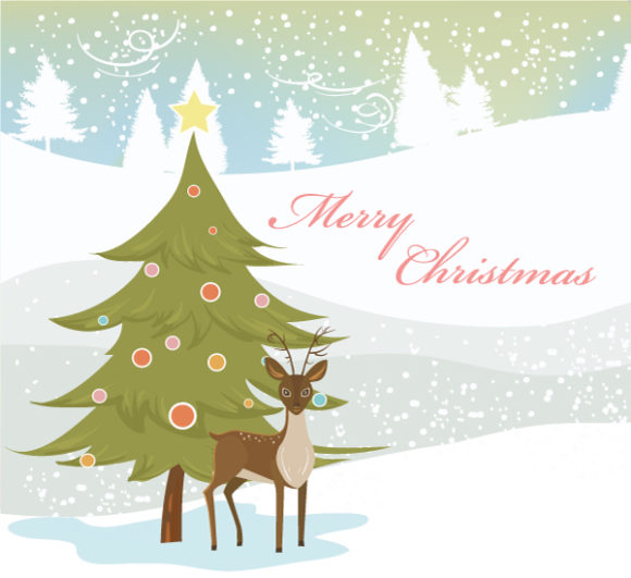 Card Vector Background: Vector Background Christmas Background With Reindeer 1