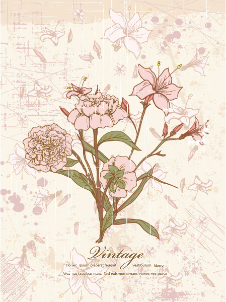 Astounding Splash Vector Image: Vector Image Vintage Background With Floral 1
