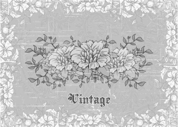 Vintage Vector Art Vector Vintage Background With Floral 1