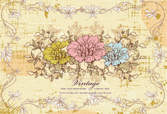 Background, Vector Vector Background Vector Vintage Background With Floral 1