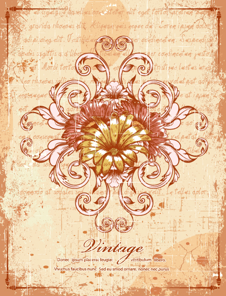 Floral Vector Artwork: Vector Artwork Vintage Background With Floral 1