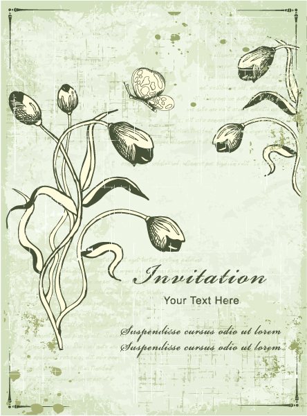 With, Vintage-2 Vector Vector Vintage Background With Floral 1