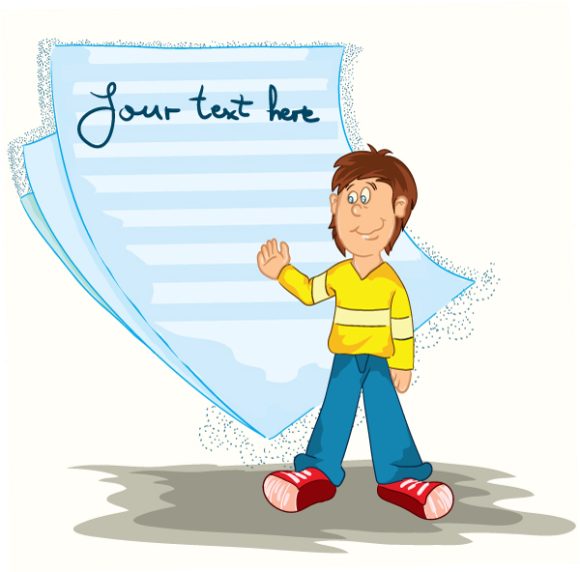 Best Illustration Vector: Boy With Note Paper Vector Illustration 1