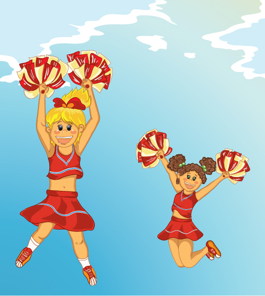 With, Background, Vector Vector Art Vector Cartoon Background With Cheerleaders 1