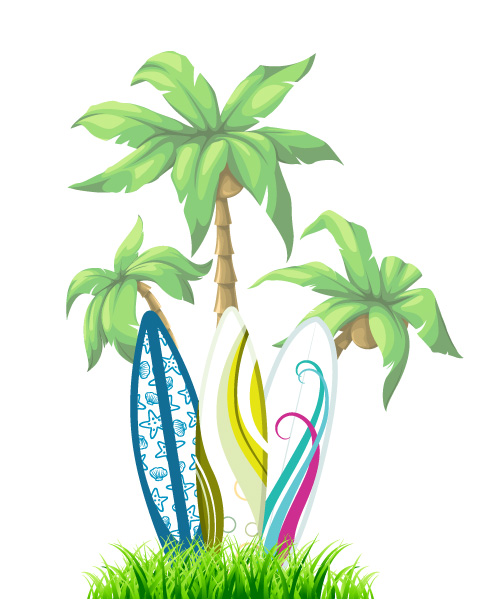 Insane Hot Vector Graphic: Vector Graphic Summer Background With Surf Boards 1