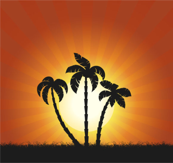 Trendy Palm Eps Vector: Eps Vector Summer Background With Palm Trees 1