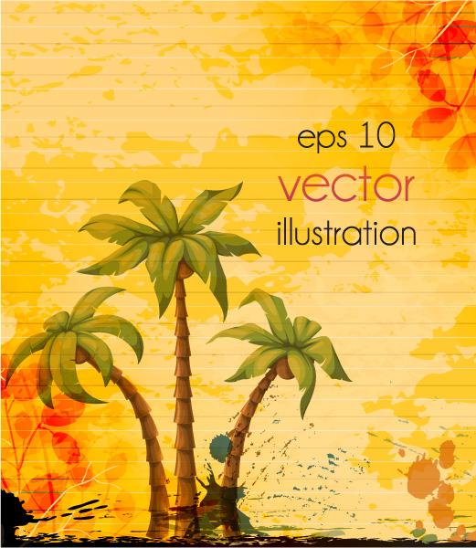 Smashing Plant Vector Design: Vintage Summer Background Vector Design Illustration 1