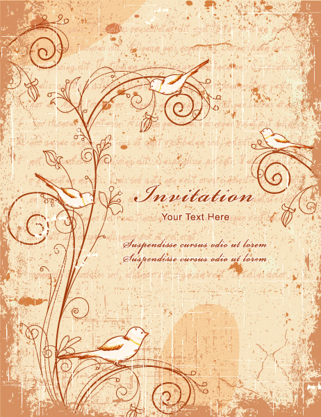 With, Illustration, Creative, Vintage, Floral-3, Birds Eps Vector Vintage Background With Birds Vector Illustration 1