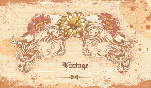 Special Vintage Vector Image: Vintage Background With Floral Vector Image Illustration 1